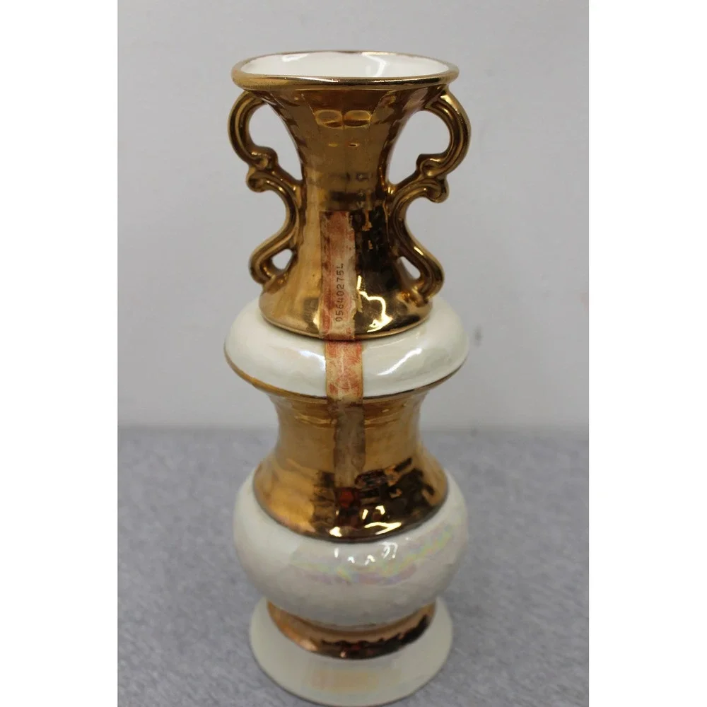 Jim Beam Decanter Gold White 145 Month Aged Bourbon Whiskey Urn Vintage